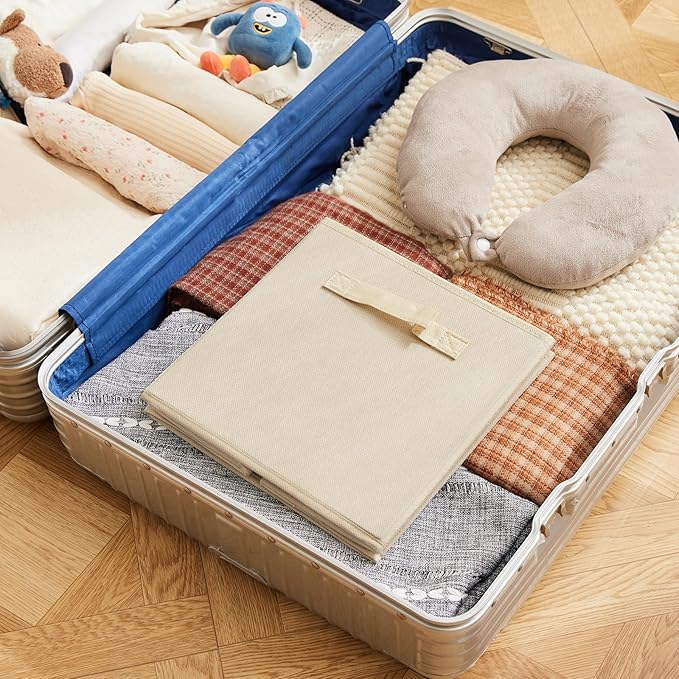 MAX Houser Fabric Cloth Storage Bins,Foldable Storage Cubes Organizer Baskets with Dual Handles for Home Bedroom Storage,Set 