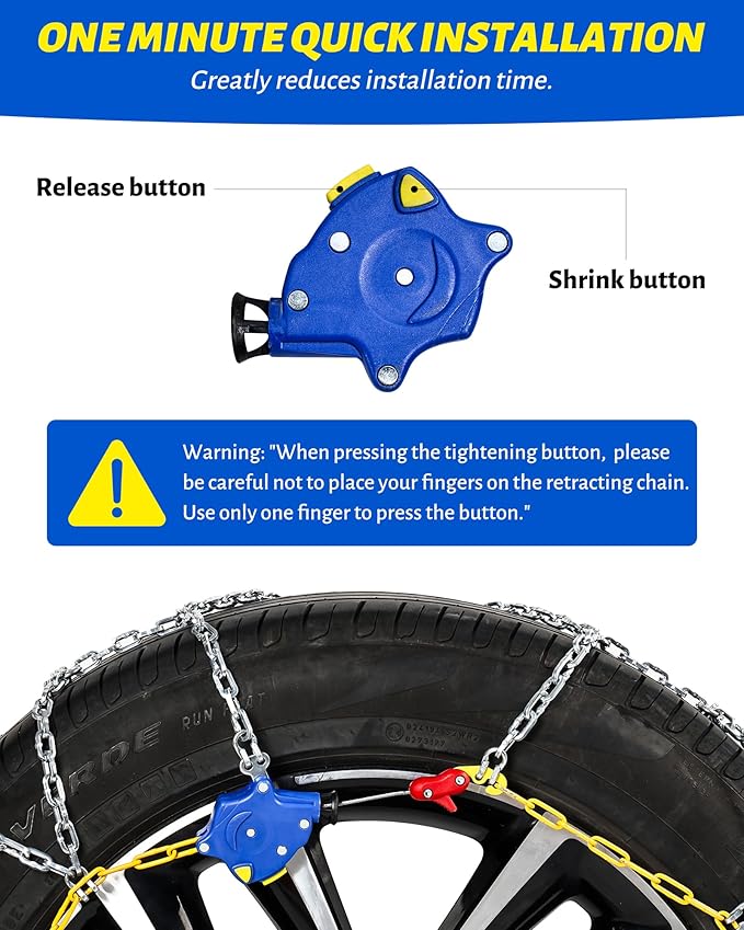 Auto Tightening Snow Chains Tire Chains For Cars Suv Pickup Trucks - Auto Tightening 1 Min Quick Fit AND Easy Installation, R