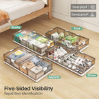 Kitstorack Plastic Under Bed Storage Containers,2 Pack Underbed Storage with Wheels,Foldable and Stackable Under Bed Organize