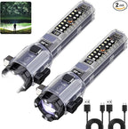Car Emergency Flashlights Rechargeable 2Packs, 990,000L High Lumens Car Flashlight Emergency Kit, 7 Modes Tactical LED Flash 