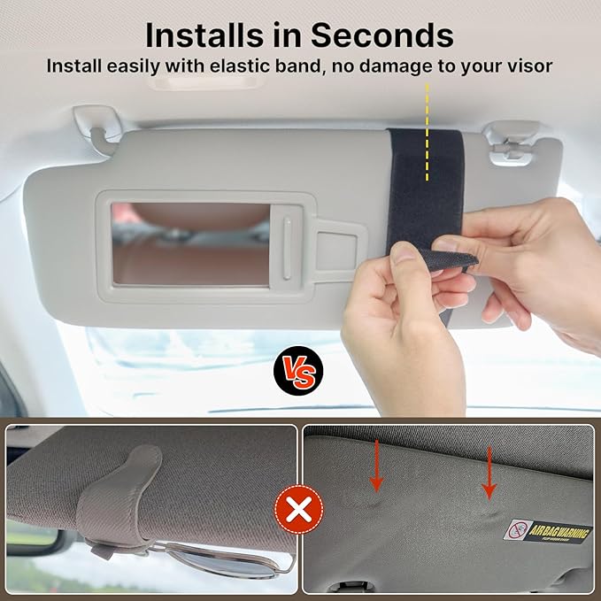 WOMACO Sunglass Holder for Car Visor, Magnetic Vehicle Eyeglasses Storage Case, PU Leather Eyeglasses Organizer Bag for Car