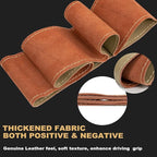 AUTOXBERT 38cm/15 Inch Genuine Leather DIY Steering Wheel Cover Soft Hand Sewing On Wrap Cover with Needles Thread fit for VW