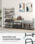 SONGMICS Shoe Rack, 4 Tier Shoe Organizer for Closet, Holds up to 16 Pairs of Shoes, Shoe Rack for Front Door Entrance, Metal