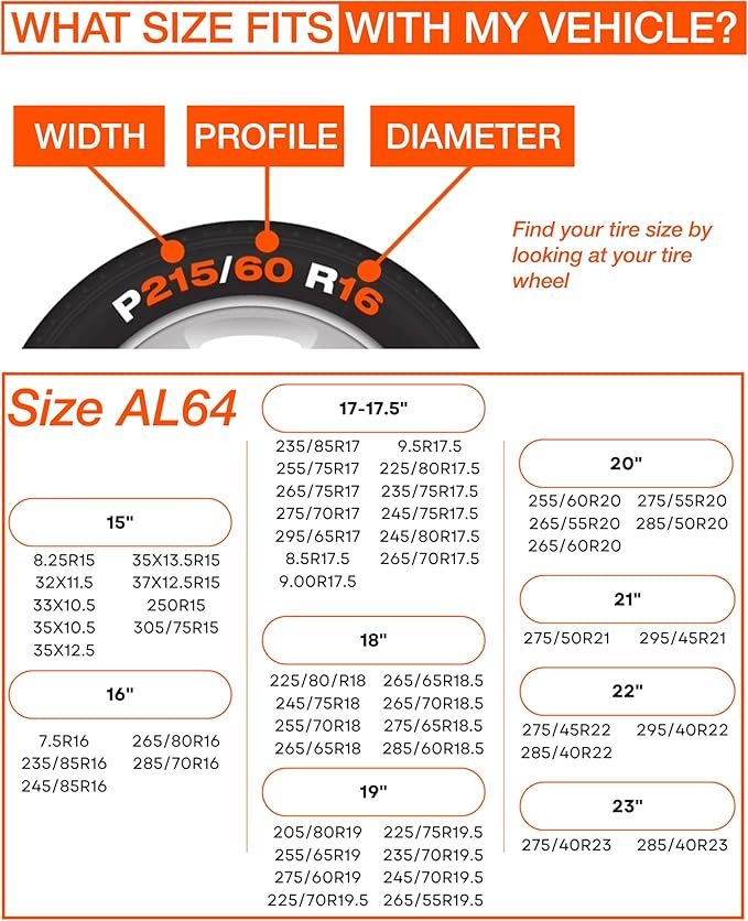 AutoSock for Commercial Vehicles and Trucks AL64, Snow Socks for Tires, Pack of 2