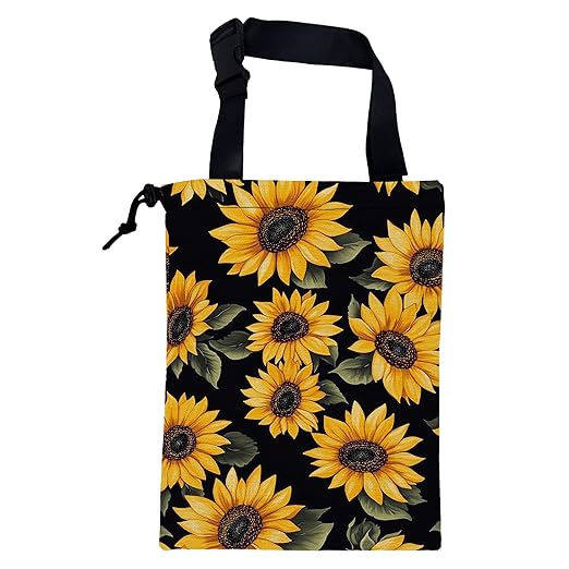 Car Garbage Bag Retro Yellow Sunflowers Hanging Canvas Car Trash Bag Drawstring Car Back Seat Organizer for Car Back Front Seat Console with Adjustable Buckle