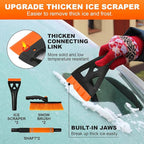 BFONS Ice Scrapers for Car Windshield, 2-in-1 Snow Scraper and Snow Brush for Car SUV Truck, Car Ice Windshield Scraper for Ice and Snow with 360° Pivoting Brush and Ergonomic Foam Grip Orange