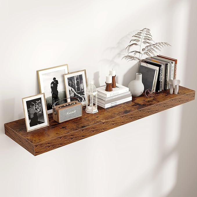 Floating Shelves for Wall, 48 Inch Wide x 12 Inch Deep Floating Shelves, Long Wood Floating Wall Shelf Shelves for Living Roo