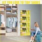 Windyun 40 Over the Door Shoe Organizer Large Mesh Pocket Hanging Shoe Rack for Closet Yellow Nonslip Behind Door Storage Hol