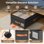 Under Bed Storage with Wheels, Large Capacity UnderBed Containers with Clear Lids, Shoe Organizer Under Bed Drawers, Rolling 