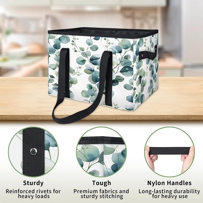 Reusable Grocery Bag, Foldable Large Shopping Tote Bag for Groceries Kitchen Picnic Car Trunk