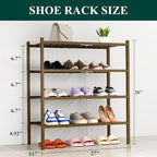 Smiry Shoe Rack, 4 Tier Thick Bamboo Shoe Organizer, Stackable Free Standing Wooden Shoe Storage Shelf for Closet, Entryway, 