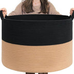 INDRESSME XXXLarge Cotton Rope Basket Woven Baby Laundry Basket Blanket Baskets Toy Baskets with Handle Comforter Cushions St