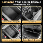 for Toyota RAV4(2019-2025) & RAV4 Prime(2021-2025) Center Console Organizer [Double Layers & Carbon Fiber] Gear Shift Tray Silicone Cup Holder for Toyota RAV4 Prime & RAV4 Accessories Black