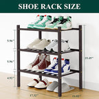 Smiry Shoe Rack, 3 Tier Small Bamboo Shoe Organizer, Stackable Free Standing Wooden Shoe Storage Shelf for Closet, Entryway, 