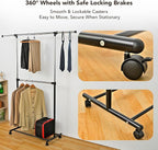 Displays By Jack Double Rail Clothes Rack, Adjustable Rolling Garment Rack on Wheels – Extendable Hanging Rods & Bottom Shelf