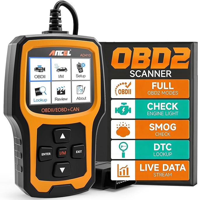 ANCEL AD410 Enhanced OBD2 Scanner, Vehicle Code Reader for Check Engine Light, Automotive OBD II Scanner Fault Diagnosis,