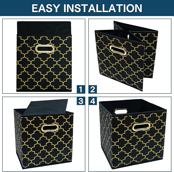 Fabric storage bins Cubes, Fabric Cube Organizer with Handle, Foldable Cube Bins for Cloth or Accessary Storage, 11x11x11, Se