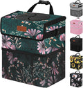 3 Gallons Car Trash Can with Lid, Car Trash Bag Bin Hanging Waterproof Automotive Garbage Cans Leak Proof Vehicle Trash Can Navy Floral