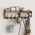 29 inch Coat Rack Wall Mount with Shelf, Set of 2 Heavy Duty Coat Hooks Wall Mount, Entryway Coat Hanger Wall Shelf with Key 