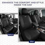 Skechers Air-Cooled Memory Foam Seat Covers,Mesh Thick Car Seat Covers,Piping Leather Car Seat Covers Front Seats,Airbag Comp