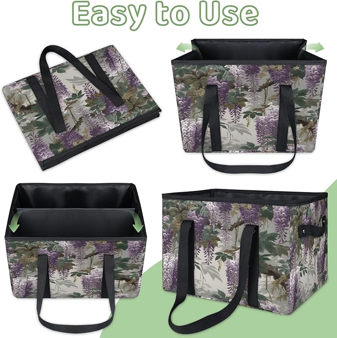 Reusable Grocery Bags Heavy Duty Shopping Bags Foldable Large Tote Bags with Long Handles & Hard Bottom