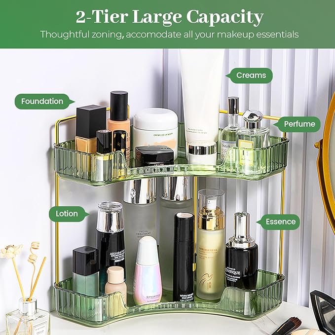 Aveniee Corner Bathroom Counter Organizer, Bathroom Countertop Shelf Makeup Organizer for Vanity Perfume Tray for Corner Stor