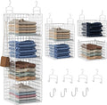 Hanging Closet Organizer, 4 Tier Metal Closet Organizers and Storage with 4 Hanging Hooks 4 S-Hooks for Wardrobe Laundry Room