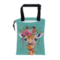 Car Trash Bag Watercolor Giraffe and Floral Hanging Drawstring Car Organizer and Storage Bag with Adjustable Buckle Canvas Garbage Bin for Back Seat or Hanging Headrest Car Decor