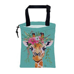 Car Trash Bag Watercolor Giraffe and Floral Hanging Drawstring Car Organizer and Storage Bag with Adjustable Buckle Canvas Garbage Bin for Back Seat or Hanging Headrest Car Decor