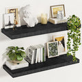 Vivelove Black Floating Shelves 24 Inches Wide, 12" Deep Wall Shelves for Bedroom, Bathroom, Living Room, Kitchen, Office, Ru