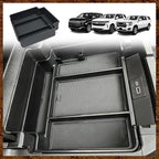 Muslogy for 2021-2026 Yukon Tahoe Suburban Center Console Tray Middle Organizer ABS Armrest Storage Box Compatible with GMC Yukon Tahoe Suburban 2021-2025 2026 Not for Sliding Console(Black)