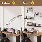 Floating Shelves for Wall, 24W x 8D Wide Bookshelf with Brackets Set of 3, Wood Wall Mounted Shelves for Living Room, Kitchen