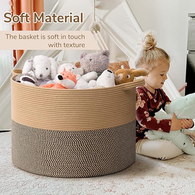 INDRESSME 115L Extra Large Blanket Basket, Woven Baskets for Storage, Wicker Storage Basket for Organizing Woven Laundry Bask
