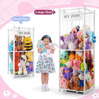 GLDZI Stuffed Animal Storage Zoo, Wooden Stuffed Animal Organizer with Elastic Cords for Boys Girls, Space Saving Toy Plushie