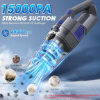 Handheld Vacuum Cordless, 15000PA Strong Suction Hand Held Car Vacuum Cleaner Rechargeable, Portable Hand Vacuum with Multi-N