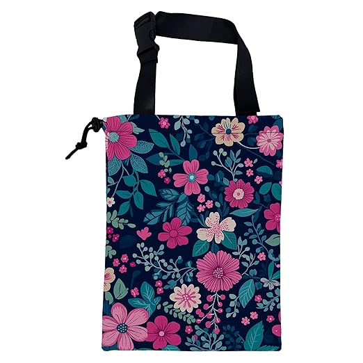 Car Trash Bag Watercolor Floral and Green Leaves Leak-Proof Car Garbage Bag with Drawstring Foldable Canvas Trash Bin with Adjustable Buckle for Car Accessories