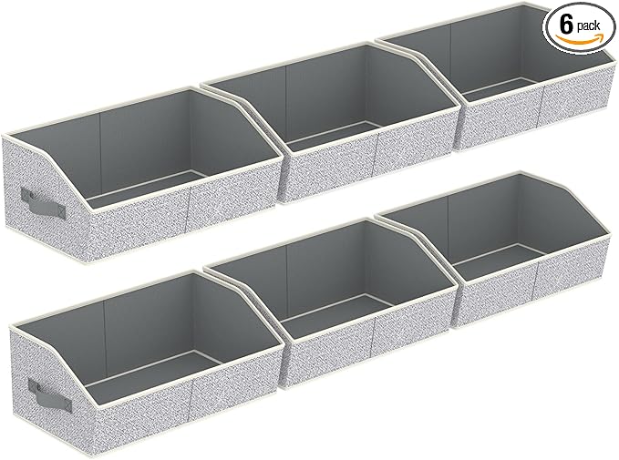 Homsorout Storage Bins for Shelves - Large Trapezoid Closet Shelf Organizer, Fabric Organization Bins with Handles, Storage B