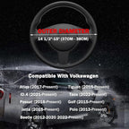D-Shaped Steering Wheel Cover for Volkswagen VW Atlas Tiguan Jetta ID.4 Passat Taos Golf Beetle Polo GTI Touareg CC SEL SE R-line S Cross Sport Car Accessories, 14.5-15 inch Black