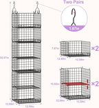 6 Tier Hanging Closet Organizers and Storage Stackable Hanging Closet Shelves with 4 Hooks 2 Adjustable Dividers, Wire Storag