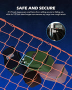 Orion Motor Tech Small Cargo Net, 3'x4' Cargo Net for Roof Rack with 4"x4" Small Mesh, 6'x8' Max Size Truck Bed Net with Locking Carabiners, Straps, Automotive Cargo Net (3 x 4 ft., Orange)