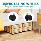 Wisuce Bamboo Under Bed Storage Containers- Underbed Organizer with Wheels with Large Dust Bag,Sturdy Wood Rolling Under the 