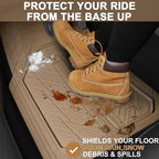 CAR PASS Floor Mats for Cars M-L Size, Heavy Duty Rubber Floor Mats with Trunk Cargo Liner, Universal Trim-to Fit Automotive Floor mats for Truck Van SUV Waterproof All Weather Car Mats All Beige