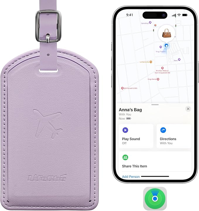 Luggage Tags Built-in Anti-Loss Tracker, Luxury Leather Luggage Tags for Suitcase, Travel Bags, Backpacks, Travel Organizer f