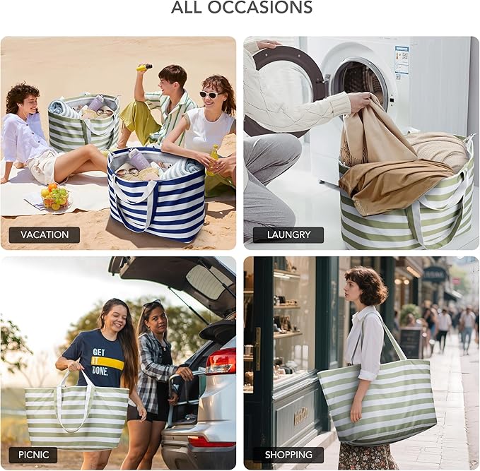 KALIDI 60L Extra Large Duffle Bag, Beach Tote Zipper Utility Oversized Weekender Carrier Travel Shopping Reusable Grocery Bag