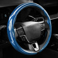 West Llama Carbon Fiber Steering Wheel Covers,3 Piece Car Wheel Cover Universal Fit 99% Cars(Glossy Blue)