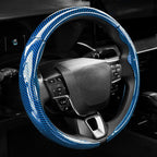 West Llama Carbon Fiber Steering Wheel Covers,3 Piece Car Wheel Cover Universal Fit 99% Cars(Glossy Blue)
