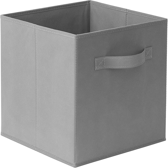 Casafield Set of 6 Collapsible Fabric Cube Storage Bins, Gray - 11" Foldable Cloth Baskets for Shelves, Cubby Organizers & Mo