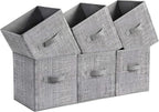 SONGMICS Storage Cubes, 11-Inch Non-Woven Fabric Bins with Double Handles, Set of 6, Closet Organizers for Shelves, Foldable,