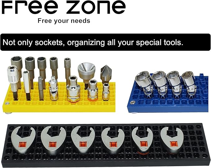 FREE ZONE - 60-Piece 3/8-Inch Drive Socket Holder. Expansion pack for FREE ZONE socket organizer. For all 3/8-Inch Dr. socket