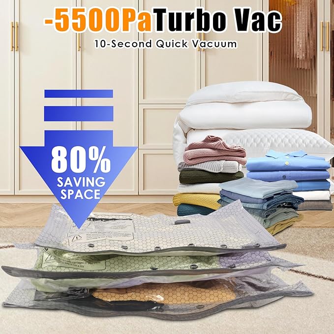 18 Pack Travel Vacuum Storage Bags with Rechargeable Wireless & Hand Pump, Portable Space Saver Bags for Travel & Home, Vacuu